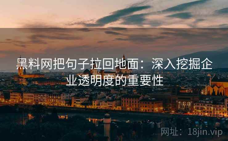黑料网把句子拉回地面:深入挖掘企业透明度的重要性